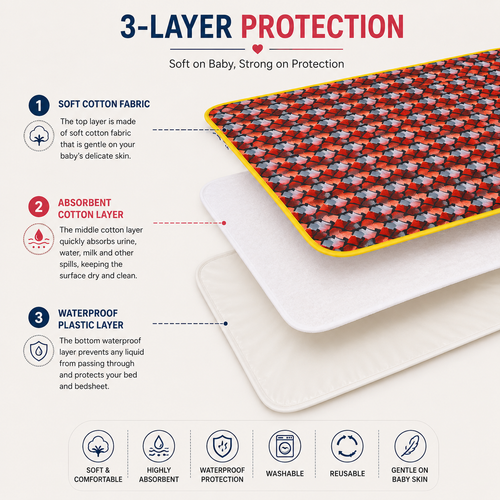 Waterproof Baby Changing Mat – Soft & Comfortable Reusable Baby Care Sheet