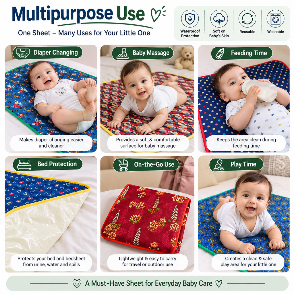 Waterproof Baby Changing Mat – Soft & Comfortable Reusable Baby Care Sheet