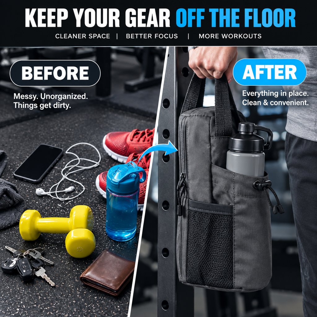 Magnetic Gym & Sports Sling Bag | Workout Equipment Organizer – (Without Bottle)