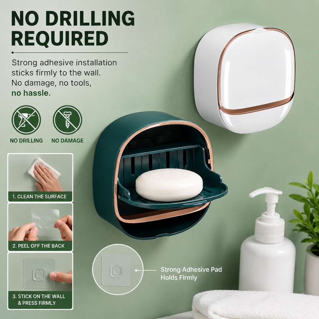 Luxury Wall Mounted Soap Holder with Drain Tray